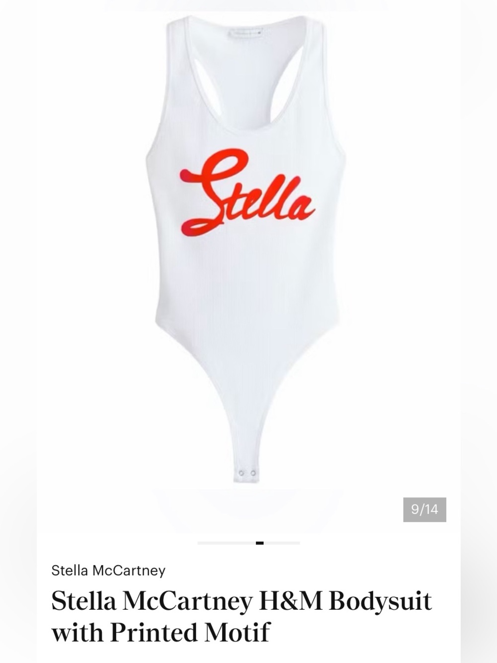 Stella McCartney White Ribbed Bodysuit with Red Script Logo